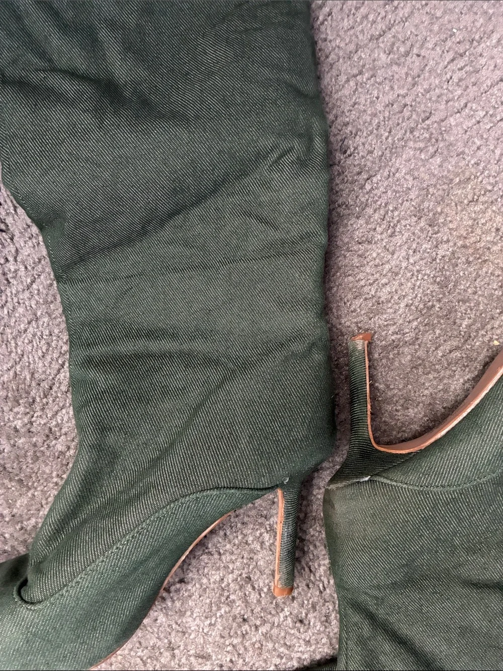 Women’s Olive Green Over-the-Knee Stiletto Boots with pockets